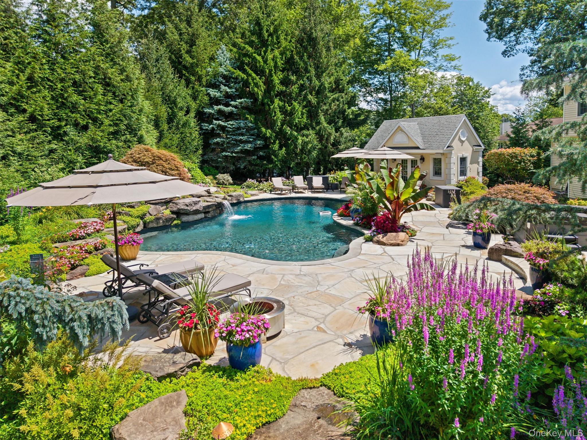 22 Perrin's Peak Road Stony Point, NY 10980 - Photo 8 of 47 Gunite swimming pool featuring a patio, pool house, spa, outdoor kitchen & custom pizza oven