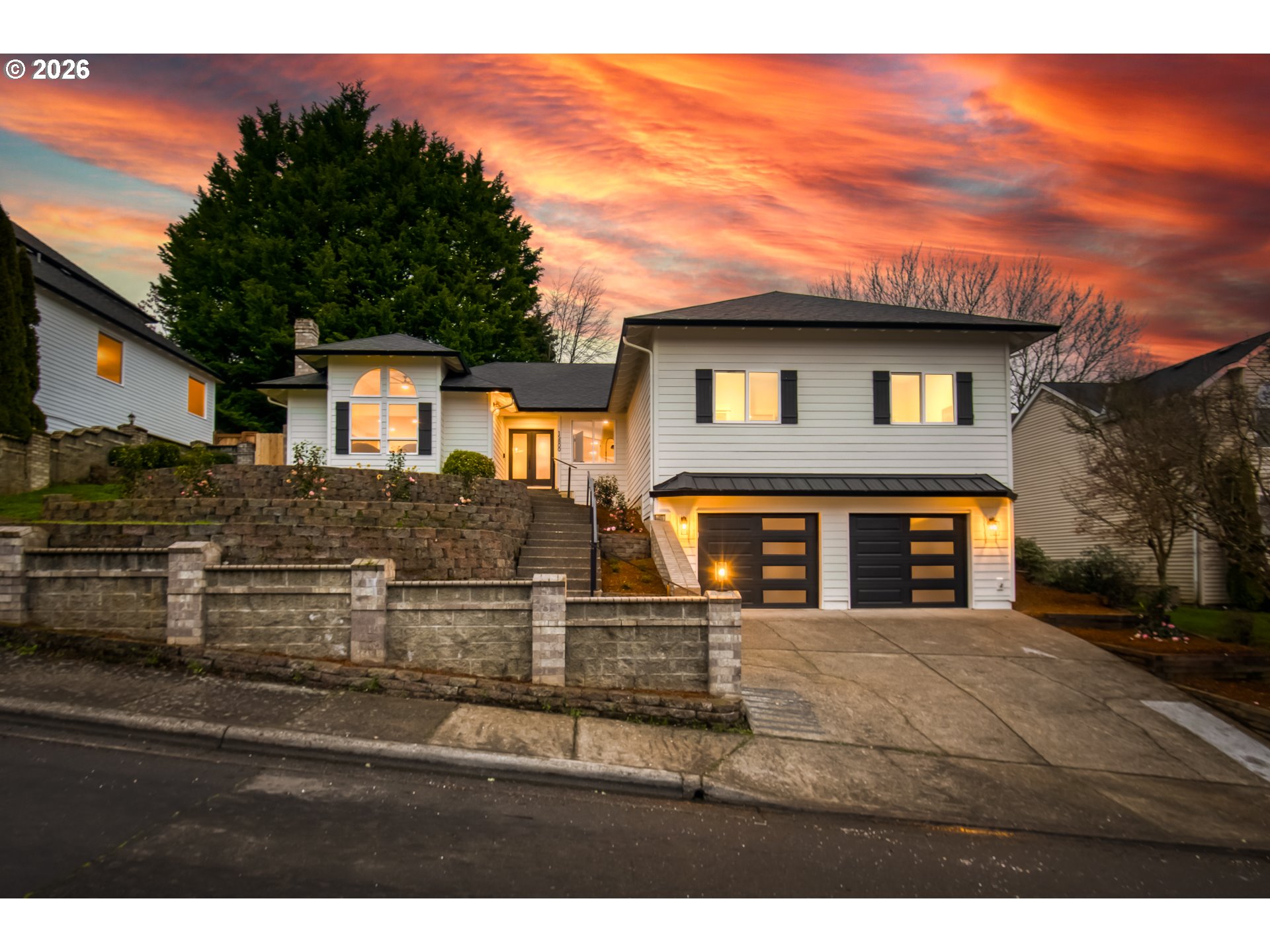 a view of a house with a patio