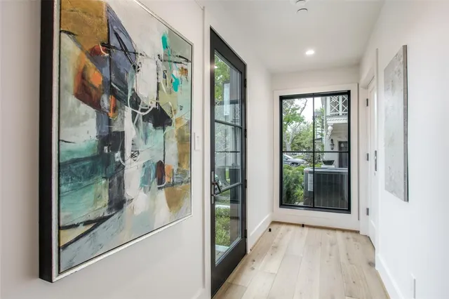 a view of a glass door with glass door