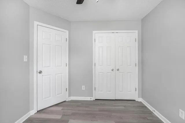 a view of a room with racks on the wall