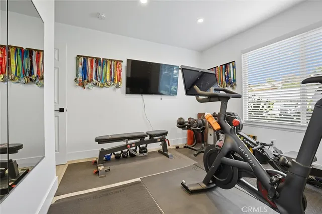 a view of a room with gym equipment