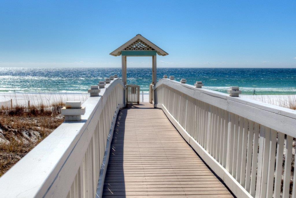 40 Rue Caribe Miramar Beach, FL 32550 - Photo 63 of 64 a view of a balcony with wooden floor and lake view