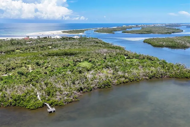 a view of a field with an trees