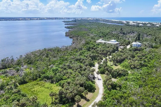 a view of a lake with a city