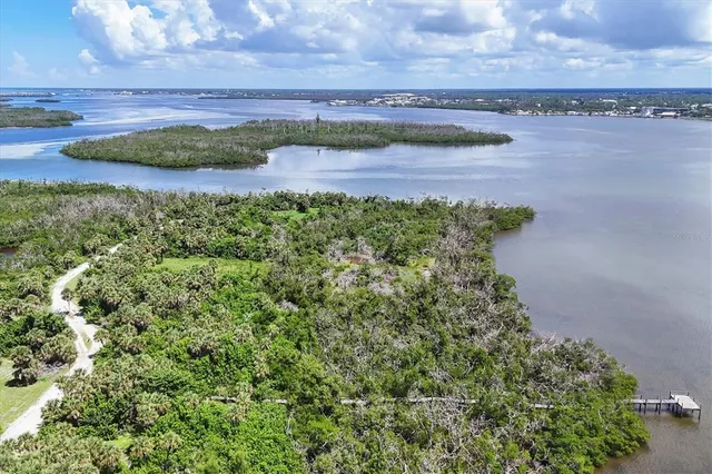 a view of a field with an ocean