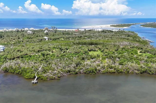 an aerial view of a houses with a yard
