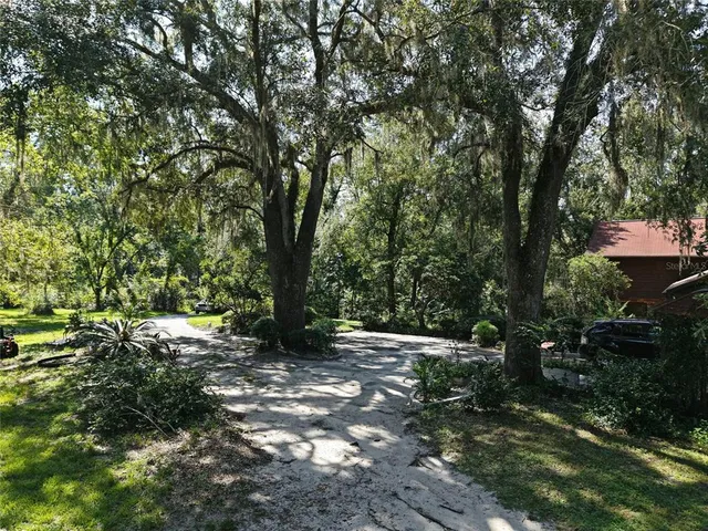 a view of backyard with green space