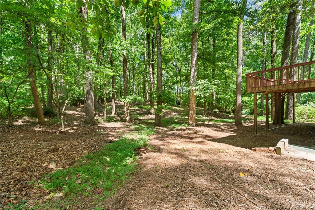 1996 Thomas Road Canton, GA 30115 - Photo 44 of 48 a backyard of a house with lots of green space