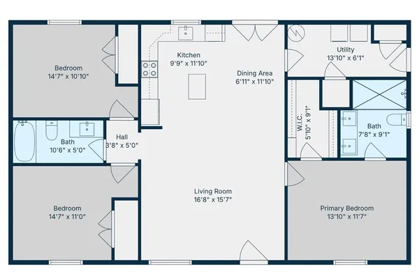 a kitchen with stainless steel appliances a refrigerator a stove a sink dishwasher and a refrigerator with wooden floor