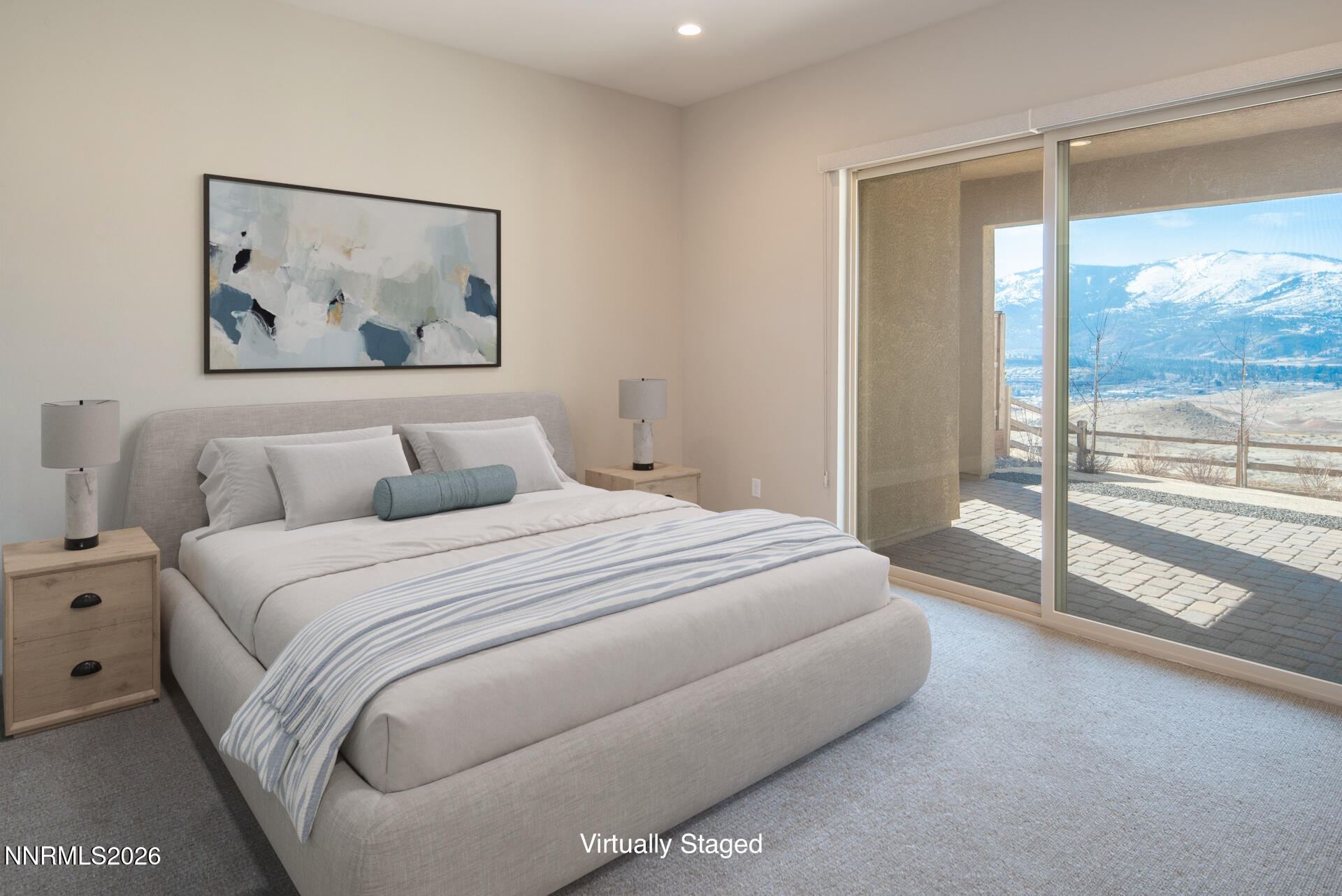 2241 Cold Creek Trail Reno, NV 89523 - Photo 24 of 40 a bedroom with a bed painting on the wall and a large window