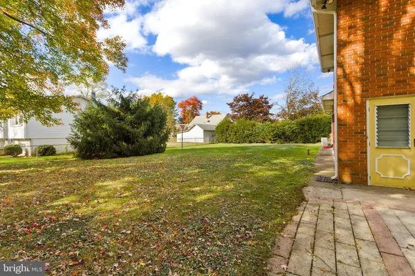 a view of a yard with an trees