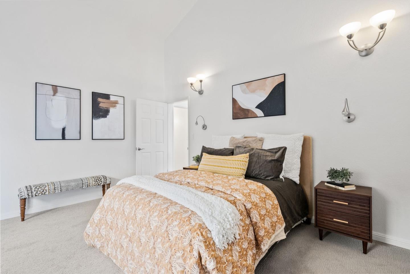 28 Cobblestone Lane Belmont, CA 94002 - Photo 25 of 45 a bedroom with a bed and ceiling fan