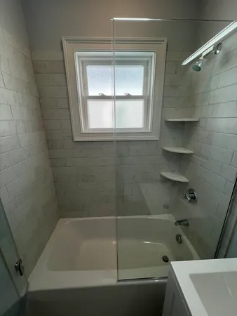 a bathroom with a tub