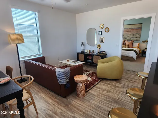 a living room with furniture