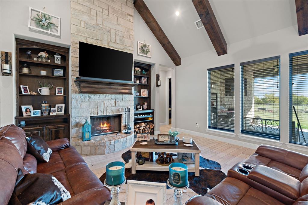 3032 Perkins Weatherford, TX 76088 - Photo 8 of 40 a living room with furniture a flat screen tv and a fireplace