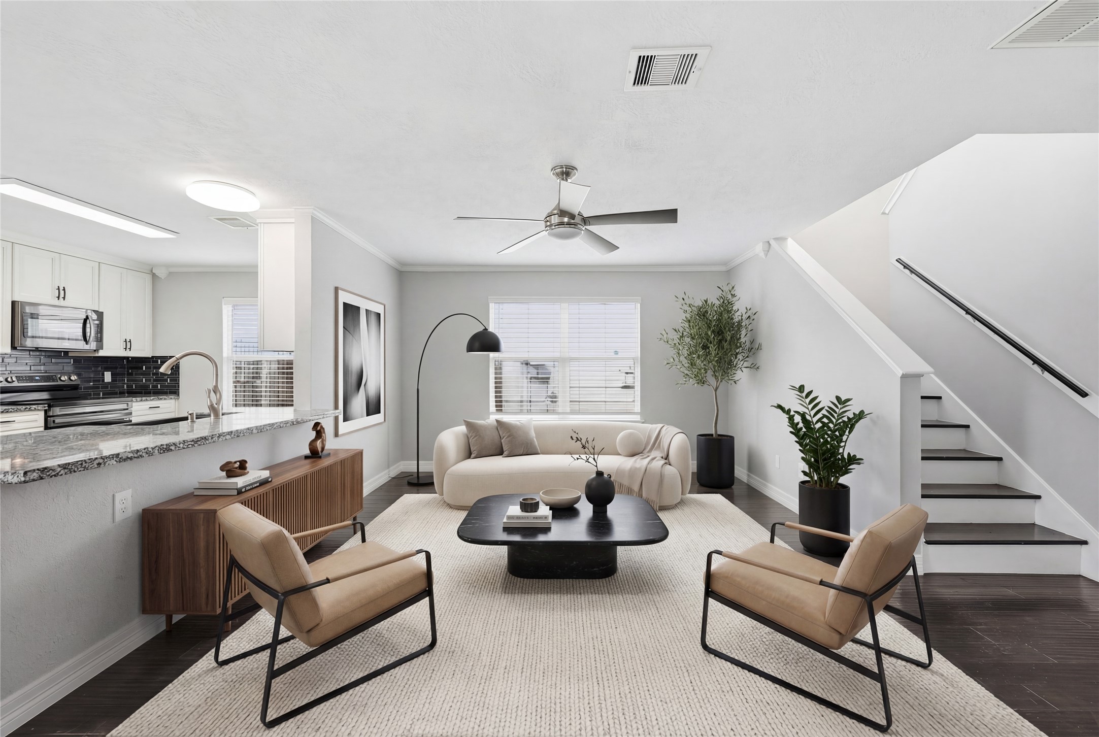 7218 Kransburg Ranch Drive Cypress, TX 77433 - Photo 10 of 27 a living room with furniture white walls and a chandelier