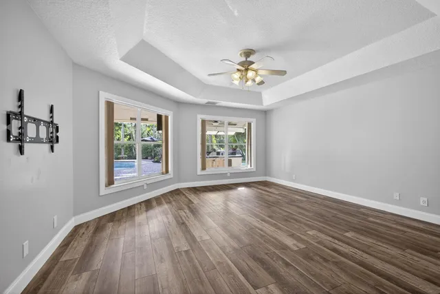 a view of an empty walk in closet