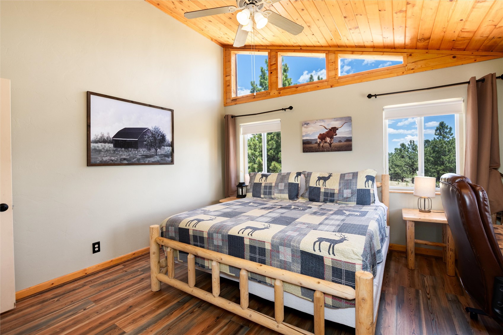 1301 Sheep Ridge Road Fairplay, CO 80440 - Photo 33 of 49 Vaulted wood-paneled ceiling with a ceiling fan