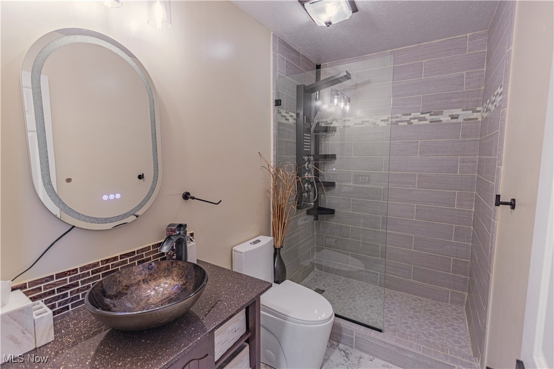 2121 South Cleveland Massillon Road Akron, OH 44321 - Photo 15 of 26 Bathroom with vanity, toilet, and a tile shower