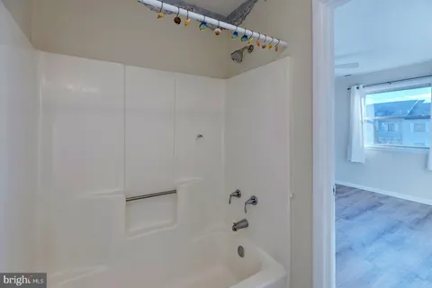 a bathroom with a bathtub