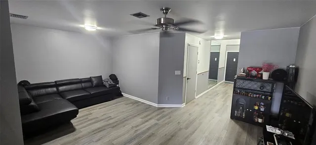 a living room with furniture