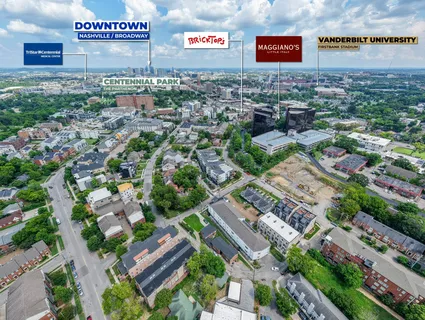 an aerial view of a city