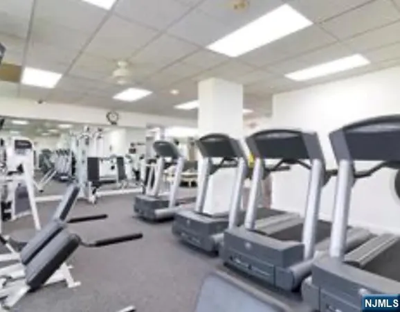 a view of a room with gym equipment