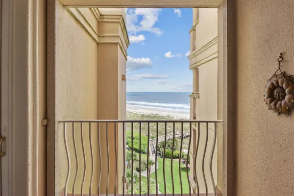 a view of a city from a balcony