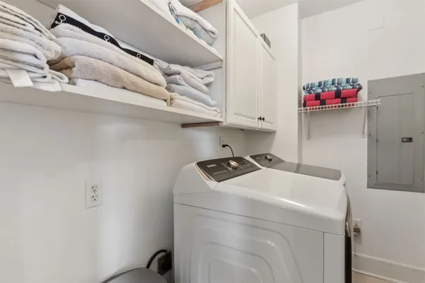 a view of a swimming pool and lake view