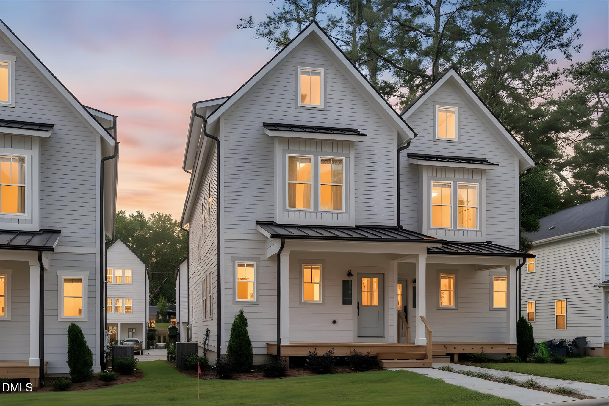 a front view of multiple houses