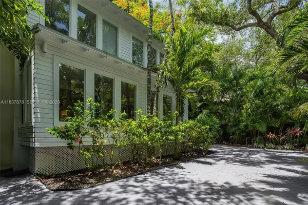 a view of a garden with plants