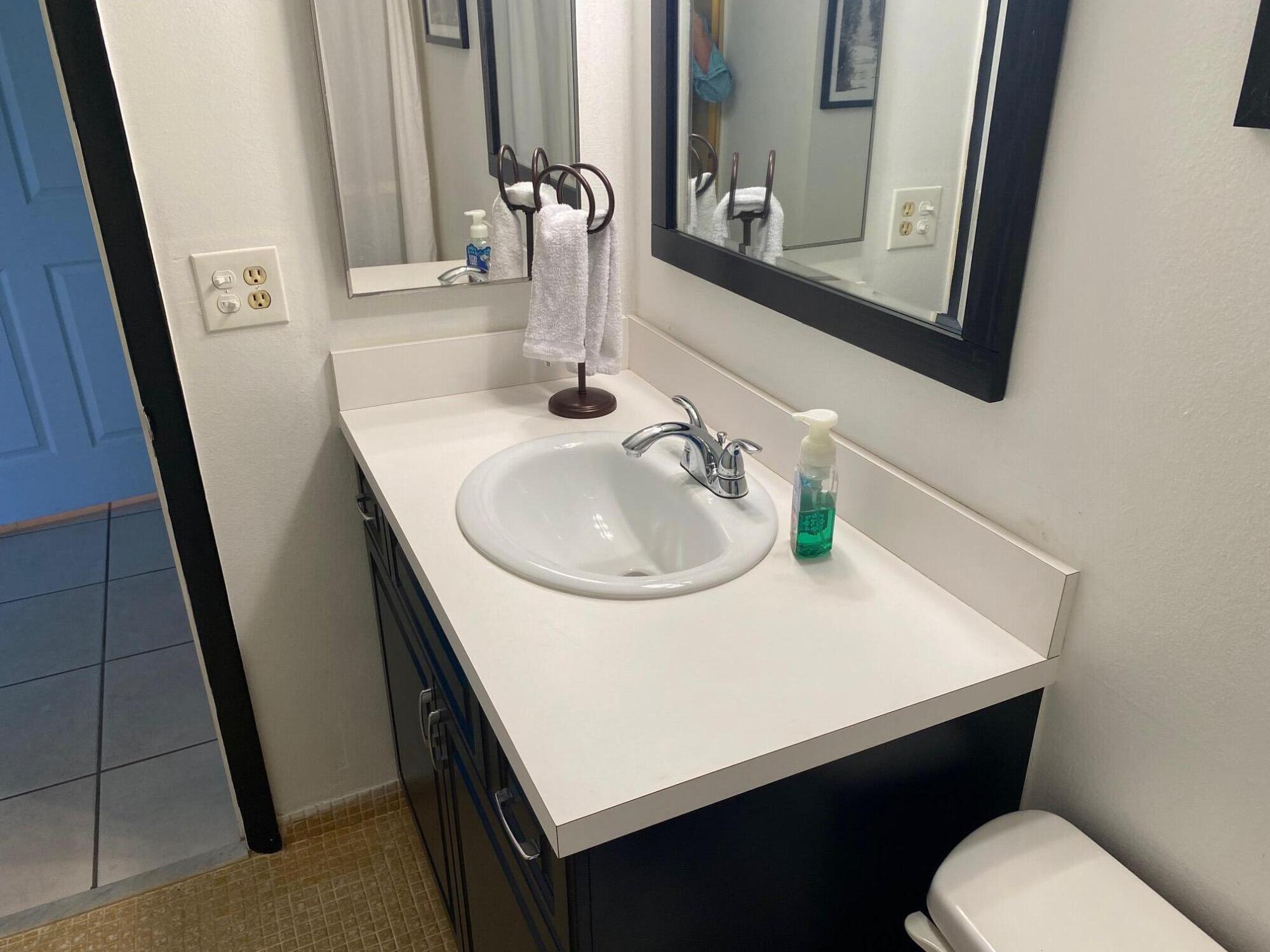 2615 Northeast 3rd Street, Unit 302 Boynton Beach, FL 33435 - Photo 11 of 14 a bathroom with a sink and a mirror