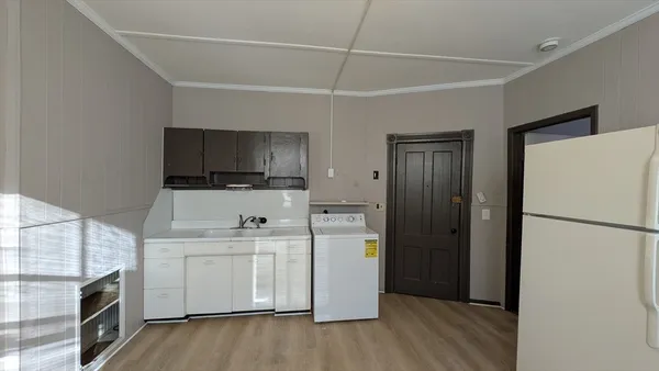 a view of a big room with closet and windows