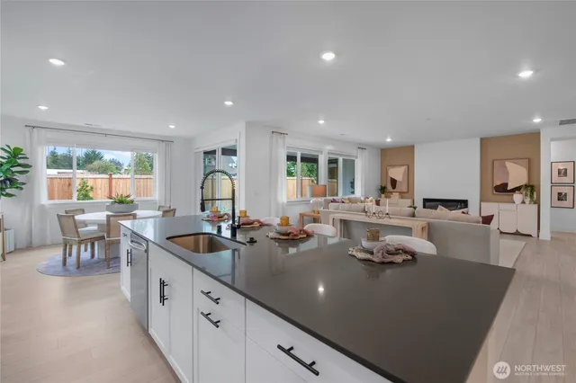 a kitchen with lots of counter top space
