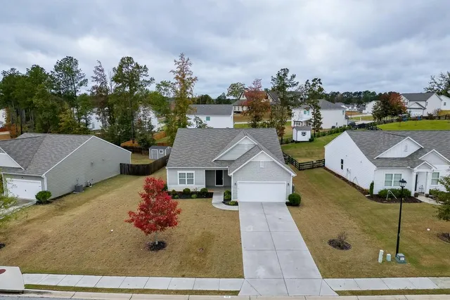 an aerial view of a house