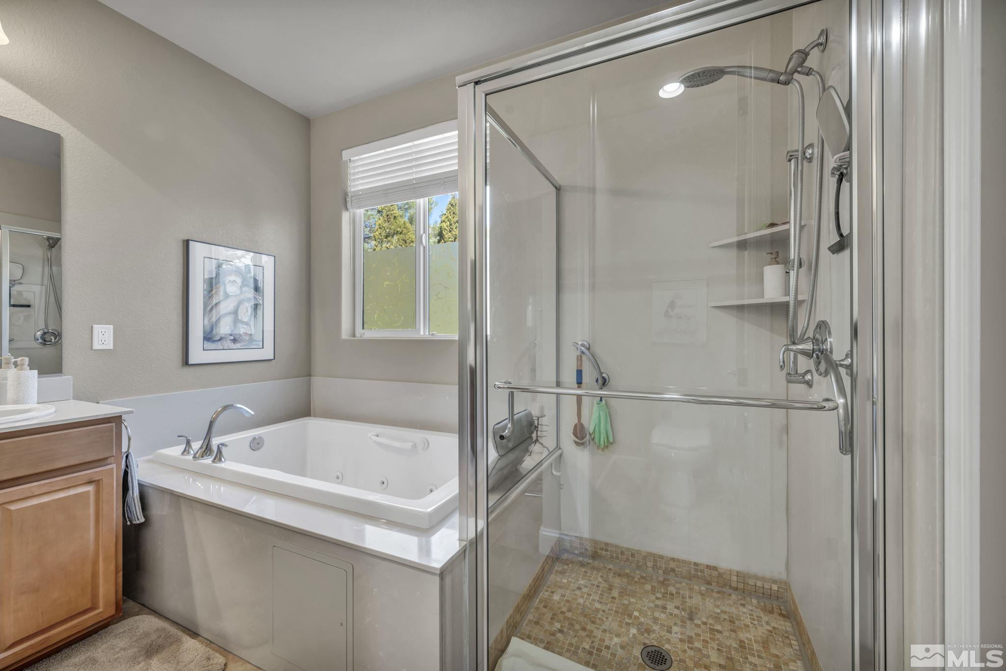 1479 Snow Summit Drive Reno, NV 89523 - Photo 16 of 40 a bathroom with a tub a sink and a mirror