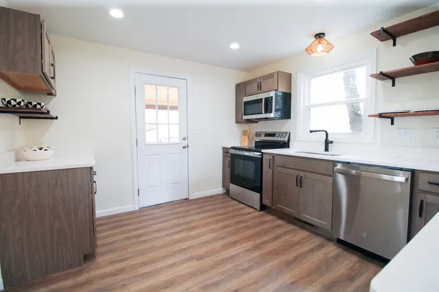 a view of a door view of bathroom