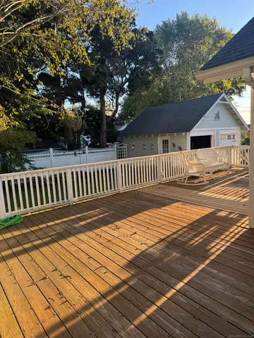 a view of a wooden deck