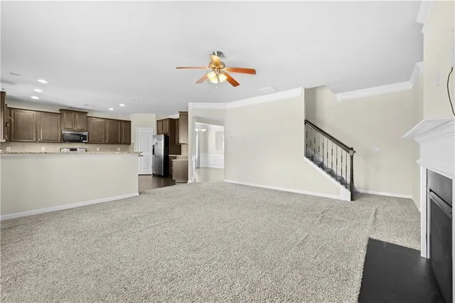 a view of a livingroom with a fireplace