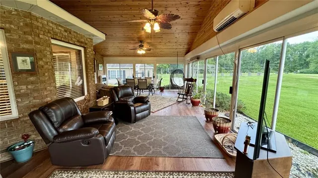 a view of a big yard with a trees