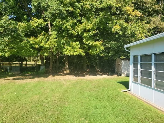 a view of a yard with a tree