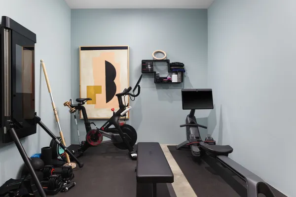 a view of a room with gym equipment