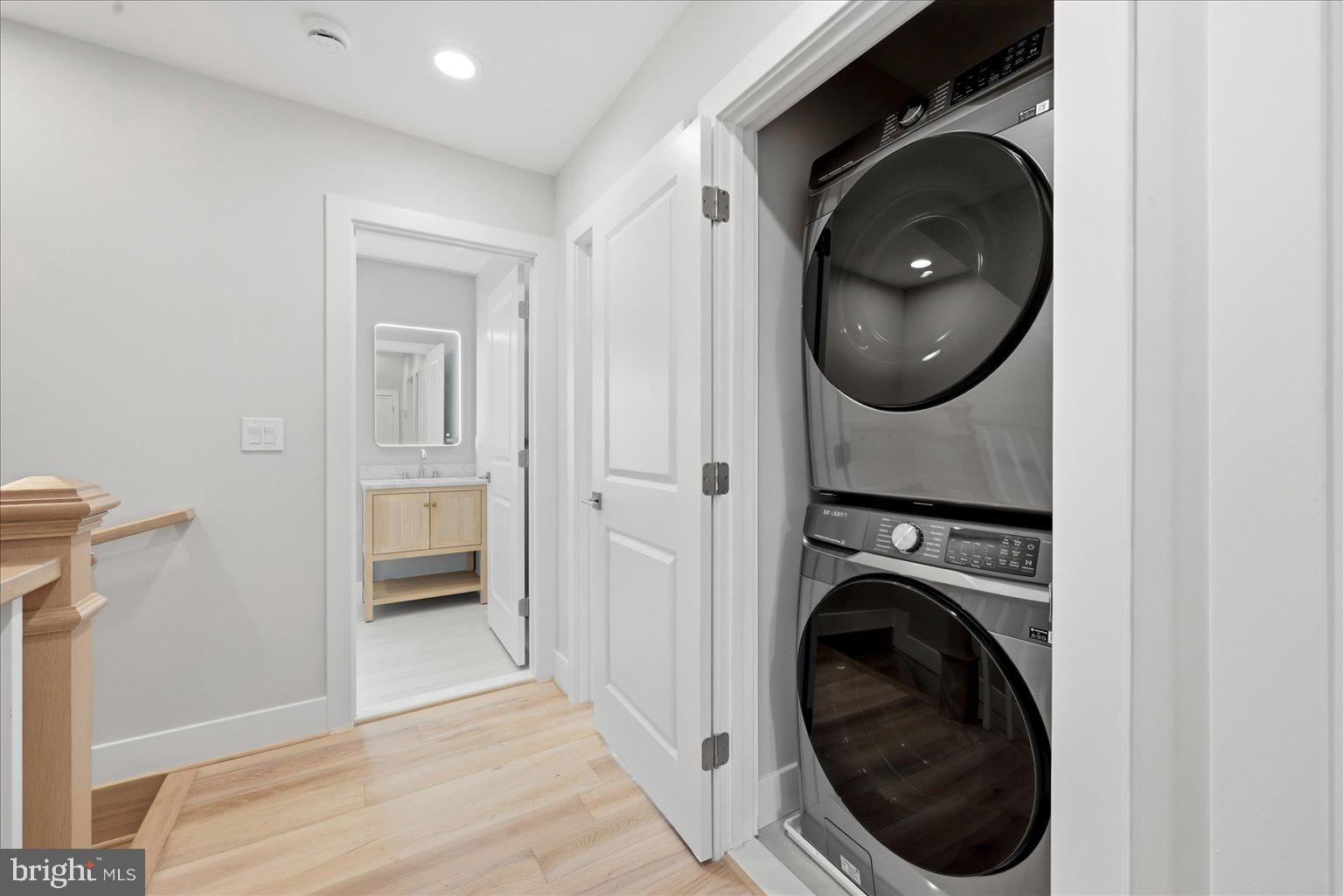 3517 Rodman Street Northwest Washington, DC 20008 - Photo 36 of 57 a view of a hallway with washer and dryer