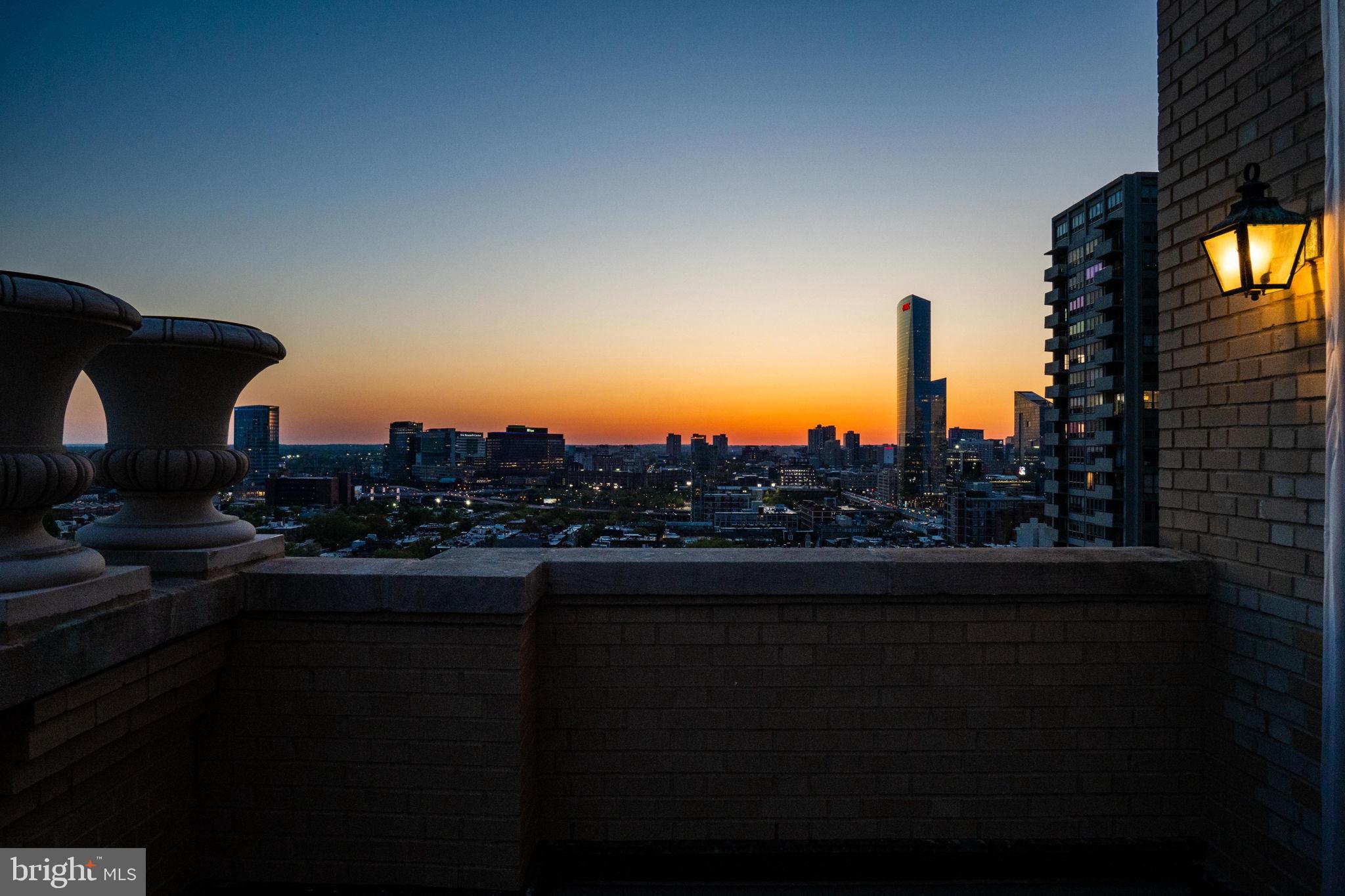 1900 Rittenhouse Square, Unit PH Philadelphia, PA 19103 - Photo 57 of 66 View West at Sunset from Southern Terrace
