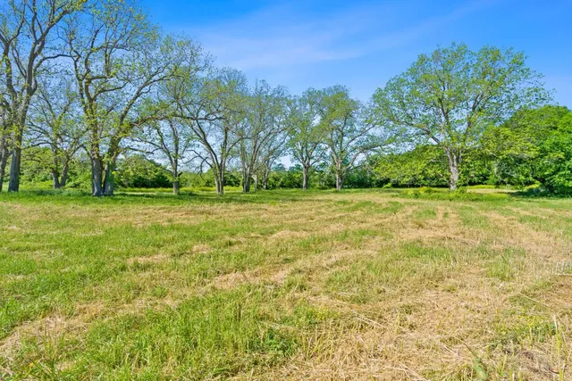 a backyard of a house with lots of green space