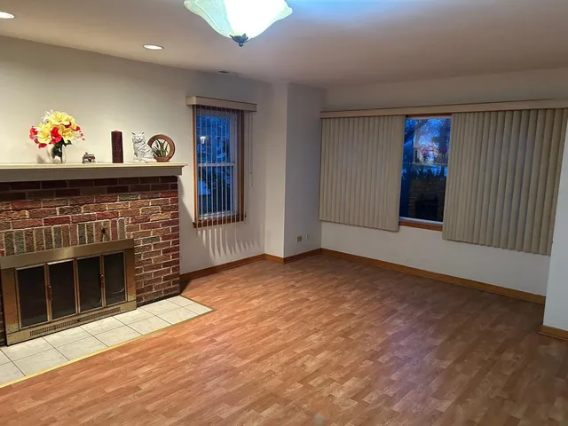 a view of a fireplace in a room