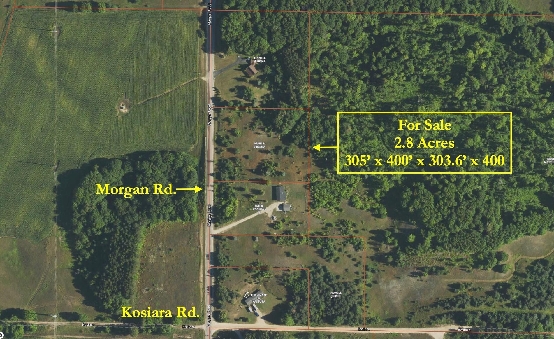 2.80 A Morgan Road Gaylord, MI 49735 - Photo 2 of 13 Aerial - Med Zoom - 2.8 Acres on Morgan