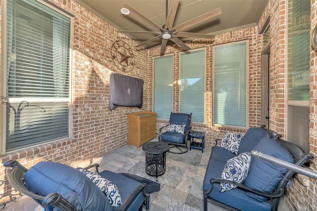 1001 West Bluff Way Roanoke, TX 76262 - Photo 36 of 40 View of patio featuring a ceiling fan and an outdoor hangout area