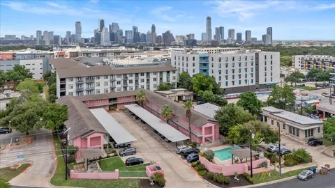 a aerial view of a city