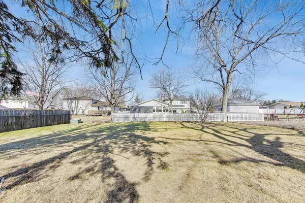 a view of dirt yard with a large tree